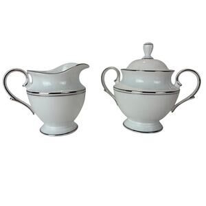 Lenox Federal Platinum Sugar Bowl with Lid & Creamer